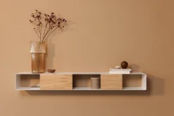 Console murale en chêne et acier blanc 120x19cm Sion - Metallbude