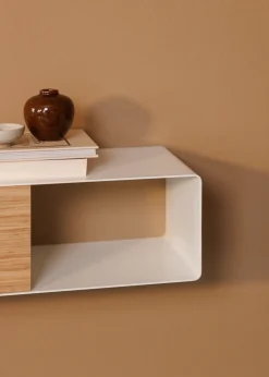 Console murale en chêne et acier blanc 120x19cm Sion - Metallbude