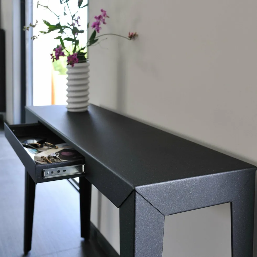 Console à tiroir baby pink finition mate 103 cm Zef - Matière Grise