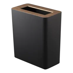 Corbeille rectangulaire en acier noir et bois Rin - Yamazaki