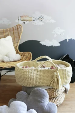 Couffin en crochet beige et matelas Moses - Happy Moses