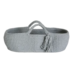 Couffin en crochet gris clair et matelas Moses - Happy Moses
