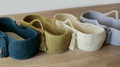 Couffin en crochet gris clair et matelas Moses - Happy Moses