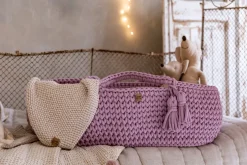 Couffin en crochet rose et matelas Moses - Happy Moses