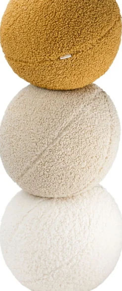 Coussin ballon rond en sherpa bouclé blanc 35cm Cushion - Wigiwama