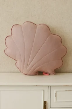Coussin coquillage en lin rose poudré Shells - Moi Mili