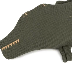 Coussin crocodile brodé en coton lavé Wabi-Sabi - Nobodinoz