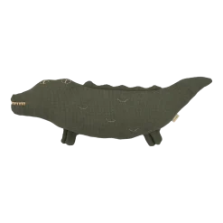 Coussin crocodile brodé en coton lavé Wabi-Sabi - Nobodinoz