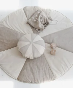 Coussin en coton et lin patchwork crème Bonbon - Moi Mili