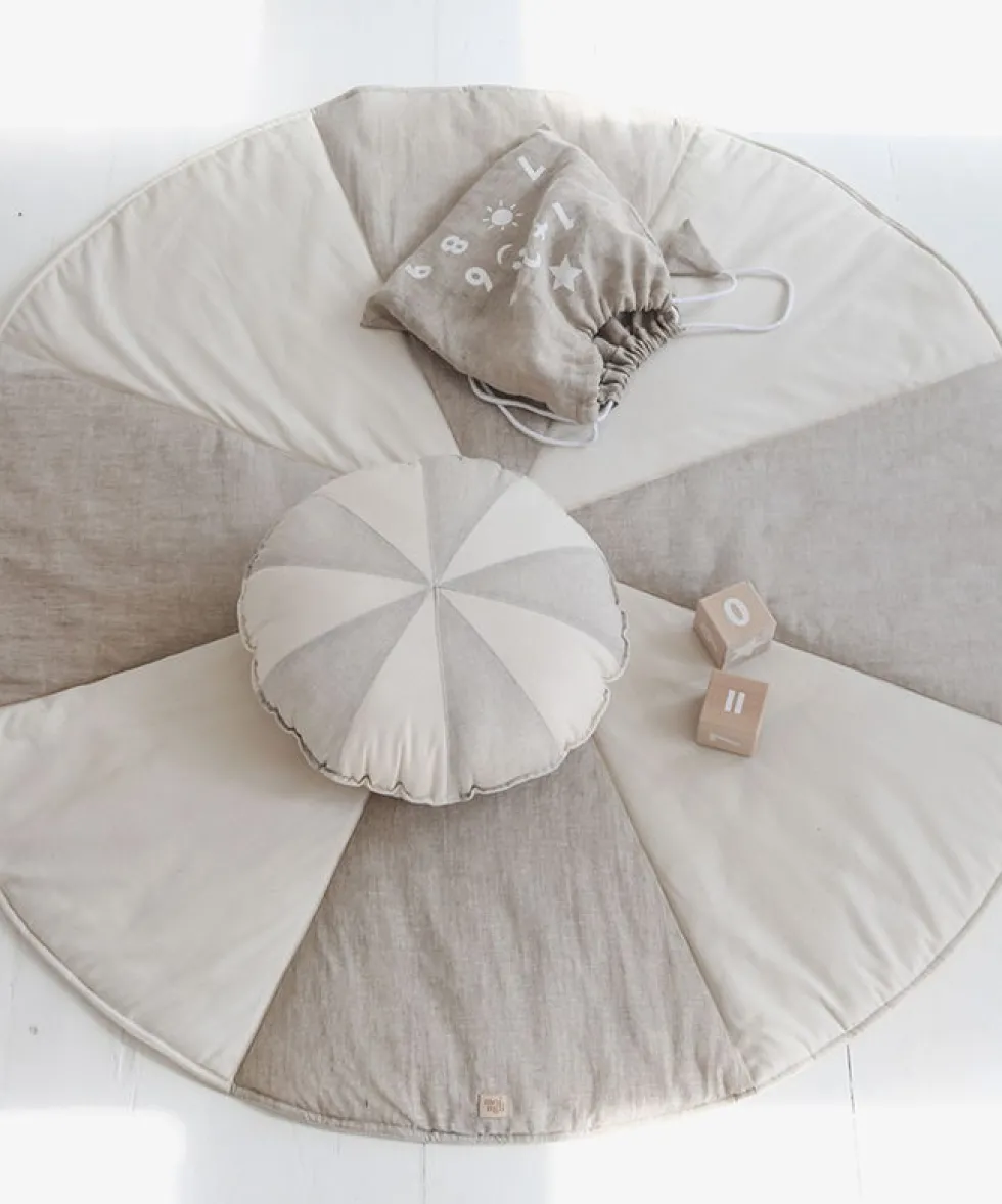 Coussin en coton et lin patchwork crème Bonbon - Moi Mili
