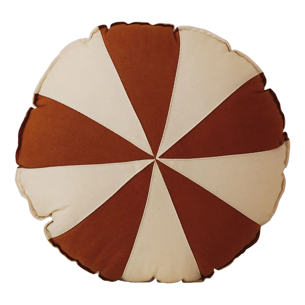 Coussin en coton et lin patchwork marron Bonbon - Moi Mili