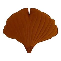 Coussin feuille de ginkgo en lin caramel Ginkgo Bilboa - Moi Mili