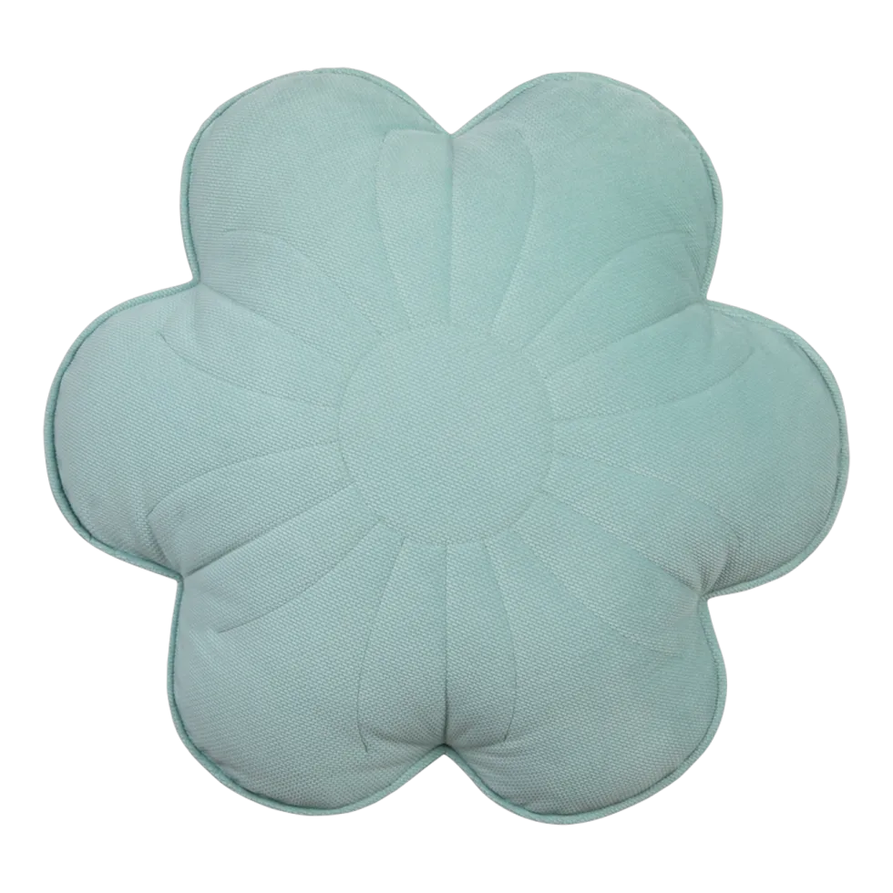 Coussin fleur en velours menthe fraîche - Moi Mili
