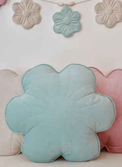 Coussin fleur en velours menthe fraîche - Moi Mili