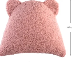 Coussin ourson en sherpa bouclé rose 35cm Cushion - Wigiwama