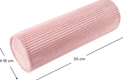 Coussin rouleau en velours côtelé rose 55x18cm Cushion - Wigiwama