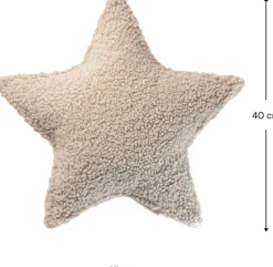 Coussin étoile en sherpa bouclé biscuit 37x40x10cm Cushion - Wigiwama