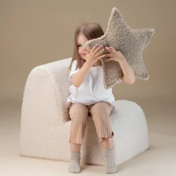 Coussin étoile en sherpa bouclé biscuit 37x40x10cm Cushion - Wigiwama