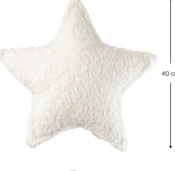 Coussin étoile en sherpa bouclé blanc 37x40x10cm Cushion - Wigiwama