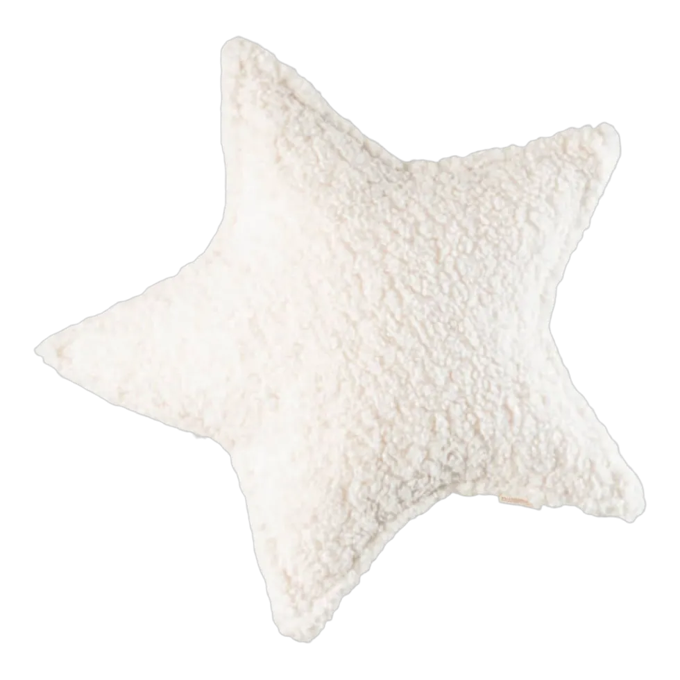 Coussin étoile en sherpa bouclé blanc 37x40x10cm Cushion - Wigiwama