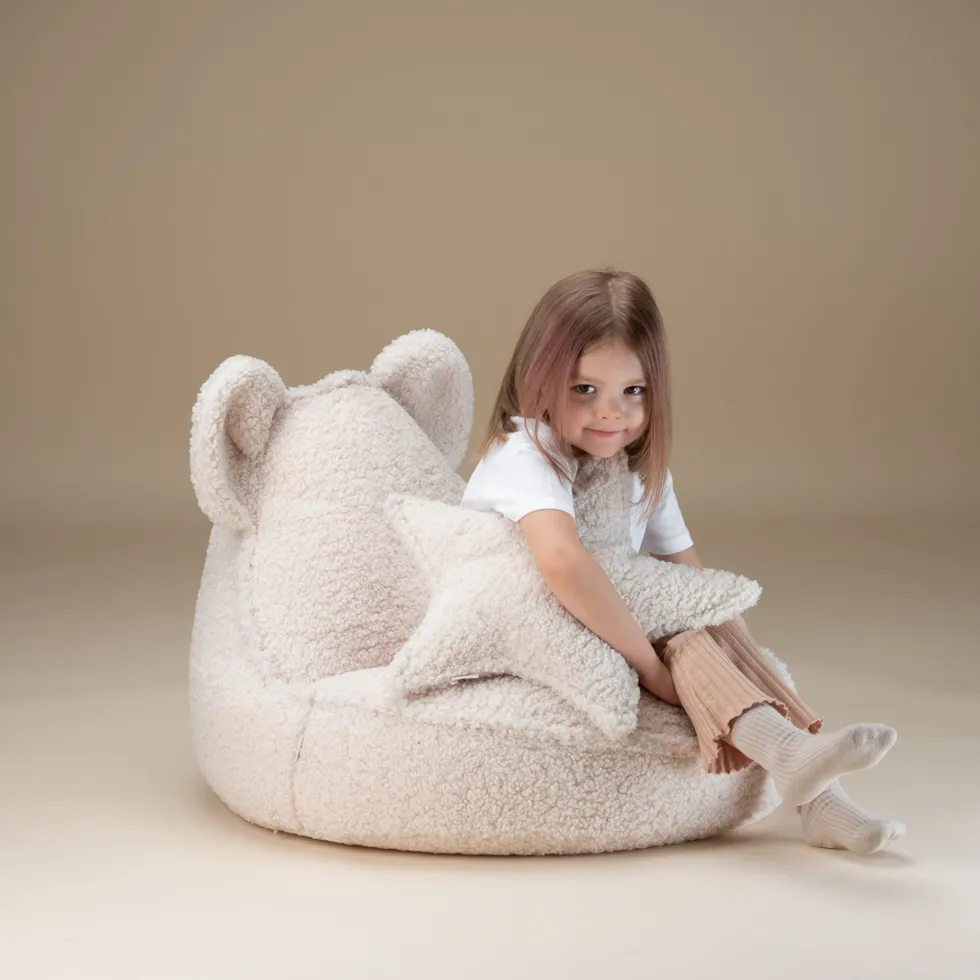 Coussin étoile en sherpa bouclé blanc 37x40x10cm Cushion - Wigiwama