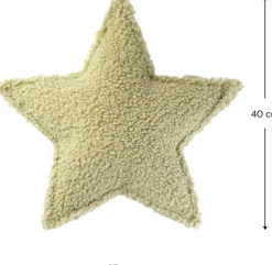 Coussin étoile en sherpa bouclé matcha 37x40x10cm Cushion - Wigiwama
