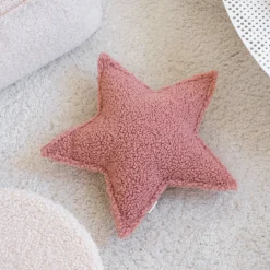 Coussin étoile en sherpa bouclé rose 37x40x10cm Cushion - Wigiwama