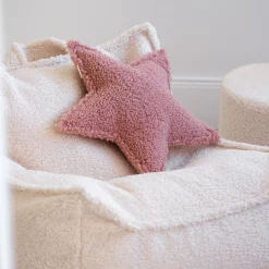 Coussin étoile en sherpa bouclé rose 37x40x10cm Cushion - Wigiwama