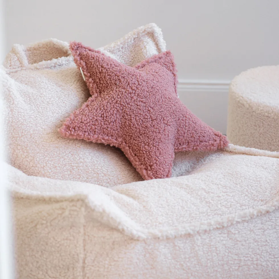 Coussin étoile en sherpa bouclé rose 37x40x10cm Cushion - Wigiwama