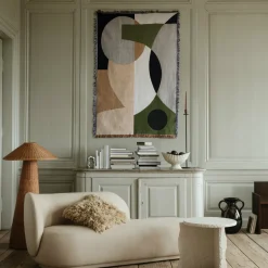 Couverture tapisserie graphique coton 120 x 170 cm Entire - Ferm Living