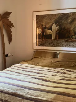 Couvre-lit à rayures Vida Châtaigne/Crème 230X275Cm - HKLIVING