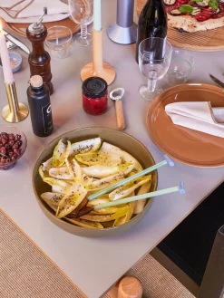 2 Cuillères de service en verre orange et vert Crave - Hübsch