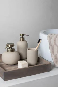 Distributeur de savon en céramique sable H13 cm Lotus - Mette Ditmer
