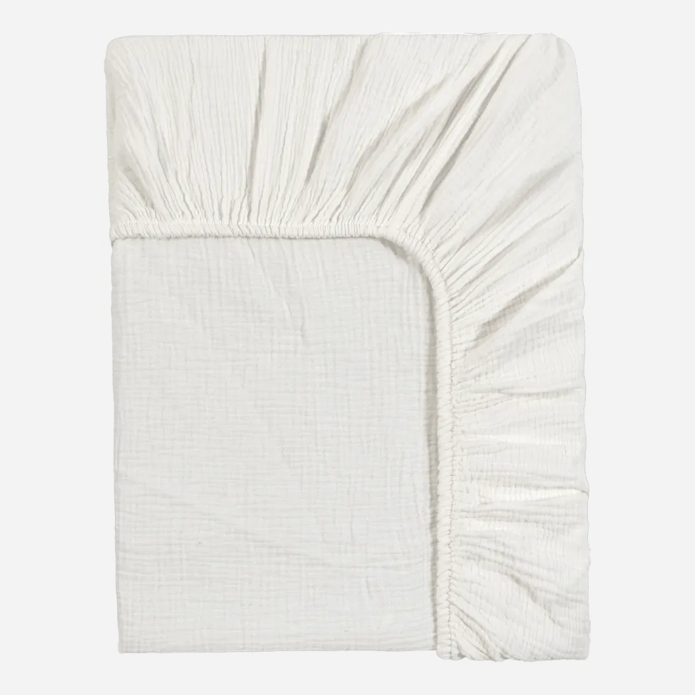 Drap housse en gaze de coton milk 140 x 200 cm - The Cool Republic
