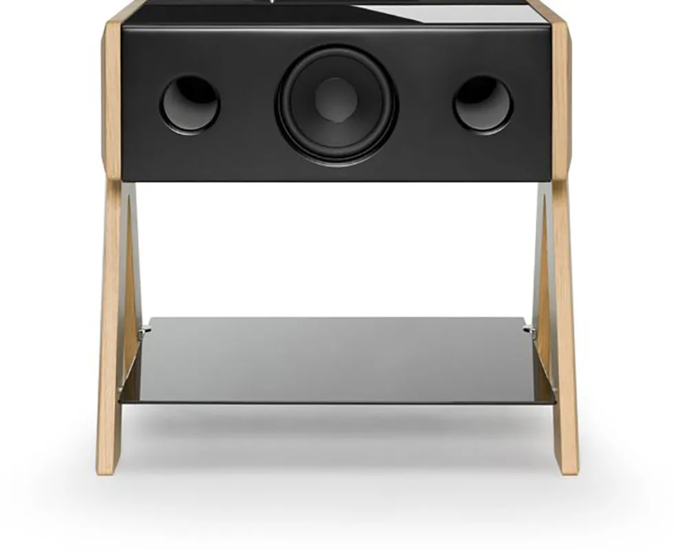 Enceinte noire avec pieds en chêne Cube - La Boite concept