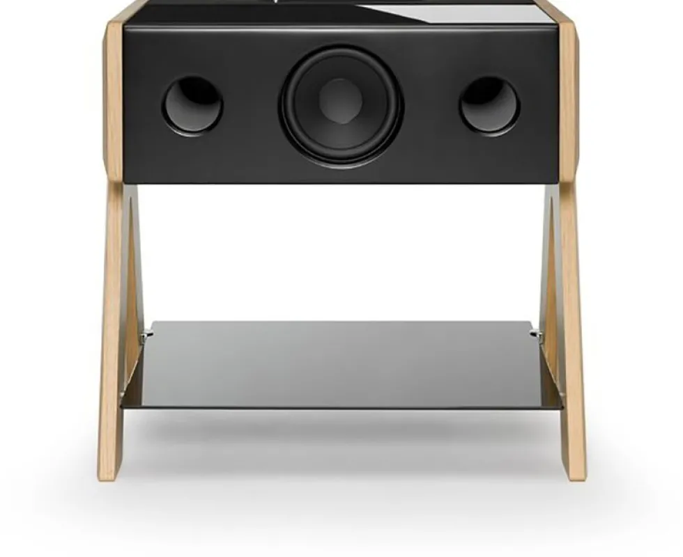 Enceinte noire avec pieds en chêne Cube - La Boite concept