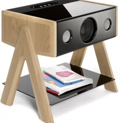 Enceinte noire avec pieds en chêne Cube - La Boite concept