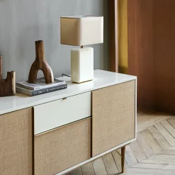 Enfilade laquée ivoire et fibre naturelle 160 cm Capri - RED Edition