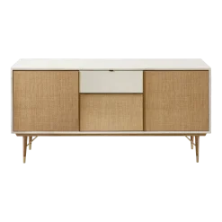 Enfilade laquée ivoire et fibre naturelle 160 cm Capri - RED Edition