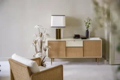 Enfilade laquée ivoire et fibre naturelle 160 cm Capri - RED Edition