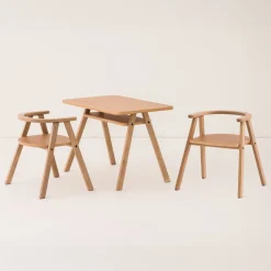Ensemble bureau enfant avec 1 chaise en chêne massif naturel Growing Green - Nobodinoz