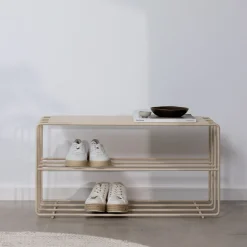 Etagère à chaussures en acier beige cashew 80x30x41cm Neva - Metallbude