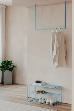 Etagère à chaussures en acier bleu 80x30x41cm Neva - Metallbude