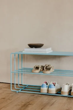 Etagère à chaussures en acier bleu 80x30x41cm Neva - Metallbude