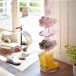 Etagère à chaussures pour enfants en acier rose - Yamazaki