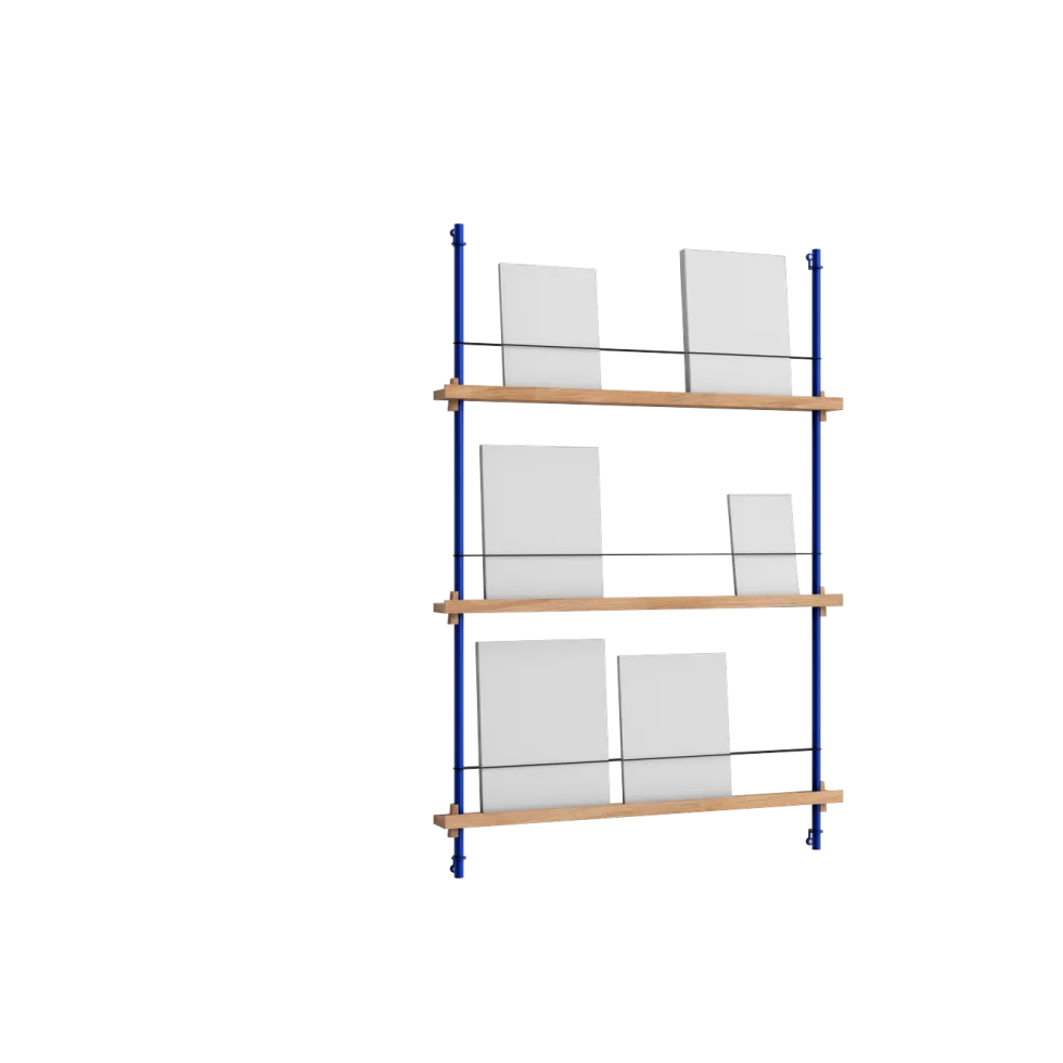 Etagère à magazines en chêne et acier bleu Magazine Shelving - Moebe