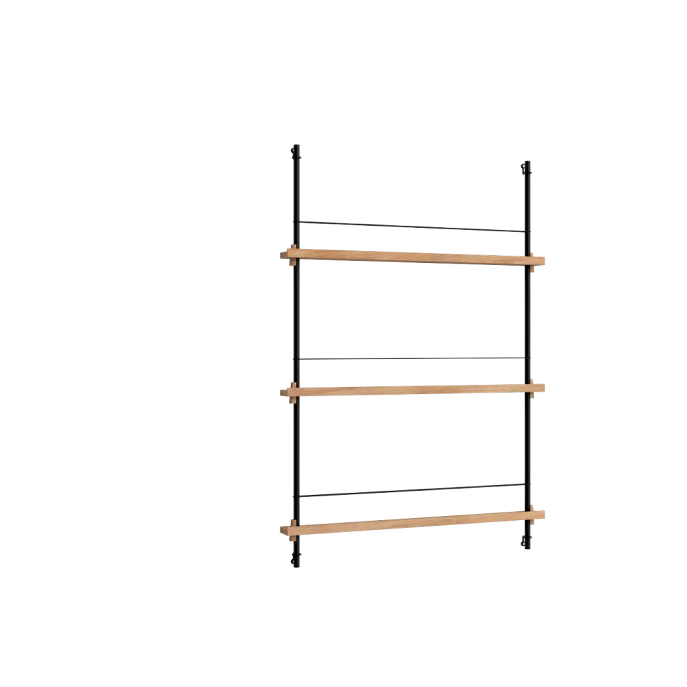 Etagère à magazines en chêne et acier noir Magazine Shelving - Moebe