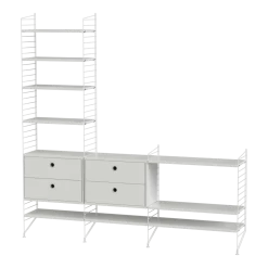 Etagère modulable en acier blanc 200 x 200 x 30 cm Combinaison J - String furniture