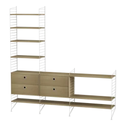 Etagère modulable en chêne et acier blanc 200 x 200 x 30 cm Combinaison J - String furniture