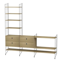 Etagère modulable en chêne et acier noir 200 x 200 x 30 cm Combinaison J - String furniture